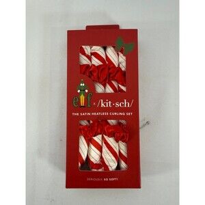 Kitsch Elf Christmas Satin Heatless Curling Set Candy Cane New in Box
